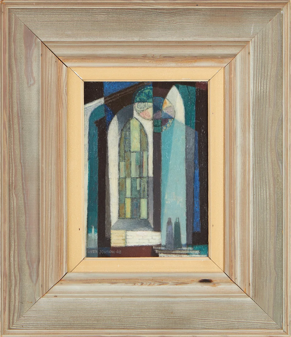 SVEN JONSON. "Kyrkfönstret", olja på duk, signerad och daterad -48. — Paintings — Stockholms Auktionsverk Magasin 5