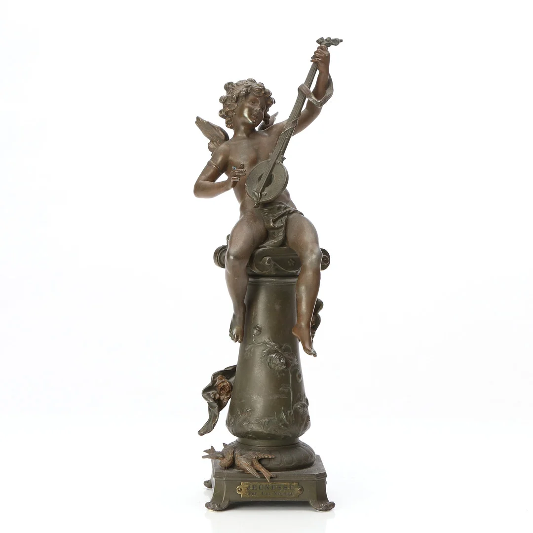 AUGUSTE MOREAU. EFTER. Skulptur. Patinerad gjutmetall. "Jeunesse". Omkring år 1900. — Sculptures & Bronzes — Skånes Auktionsverk