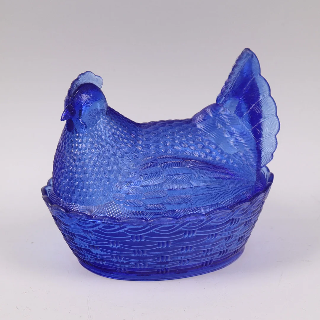ÄGGHÖNA, pressglas, koboltfärgad, 1900-tal. — Utility glass — Markus Auktioner