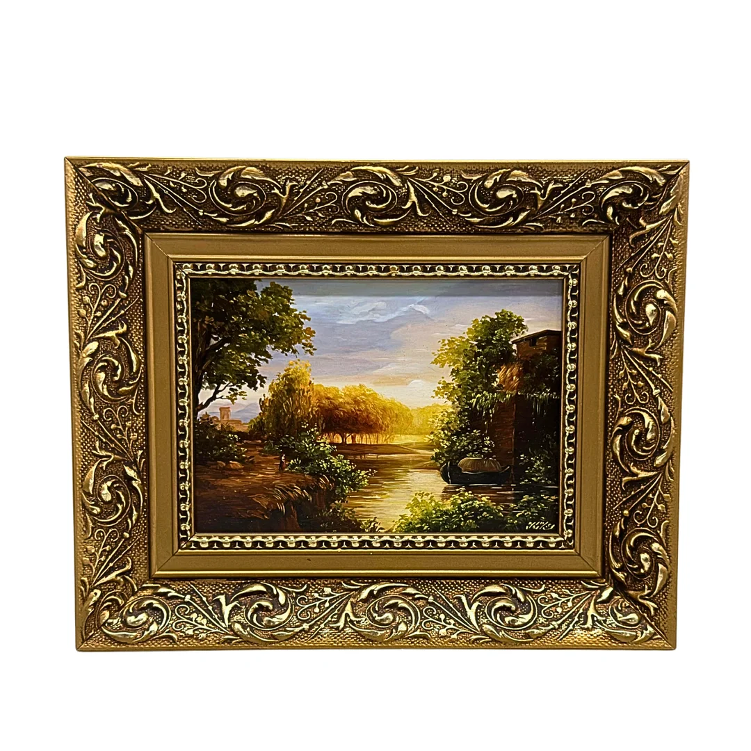GERAHMTES GEMÄLDE EINER FLUSSLANDSCHAFT. — Paintings — Auktionshaus Stuber's Hammerschlag
