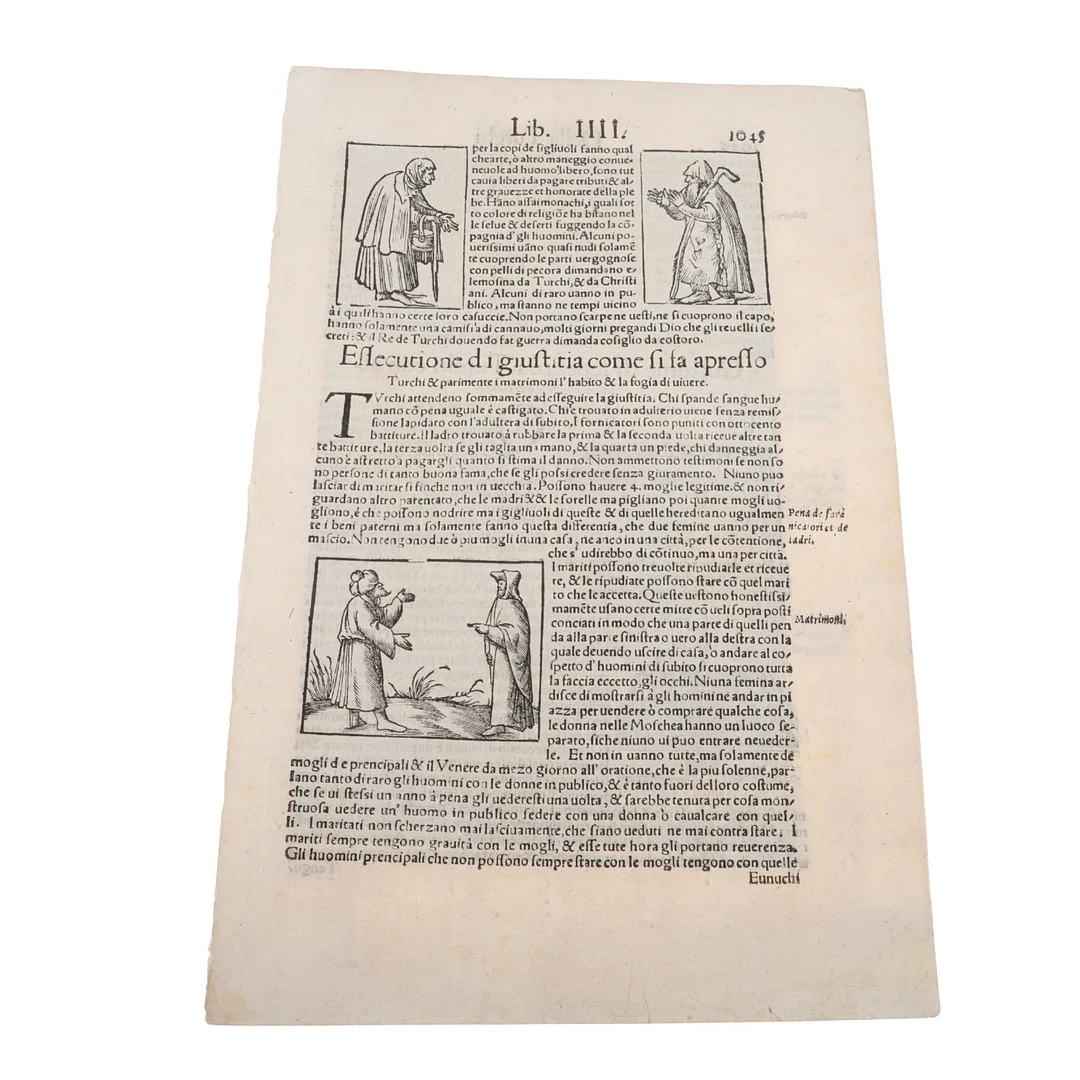 POST-INCUNABULA. A single leaf from Historia universale dell'origine et imperio de Turchi by Francesco Sansovino, 1560 or later. — Books — Lawrences Auctioneers