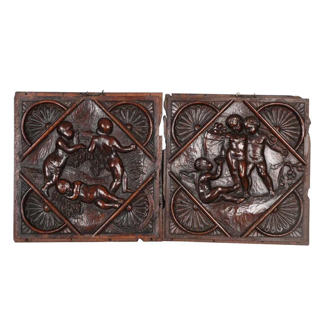 A GOOD PAIR OF EARLY 18TH CENTURY CARVED PANELS (2). — Other — Bishop & Miller