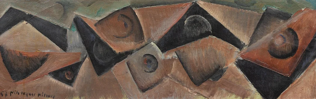 NILS INGVAR NILSSON (1925-2007). Konkret komposition, olja på duk, signerad och daterad -57. — Paintings — Garpenhus Auktioner