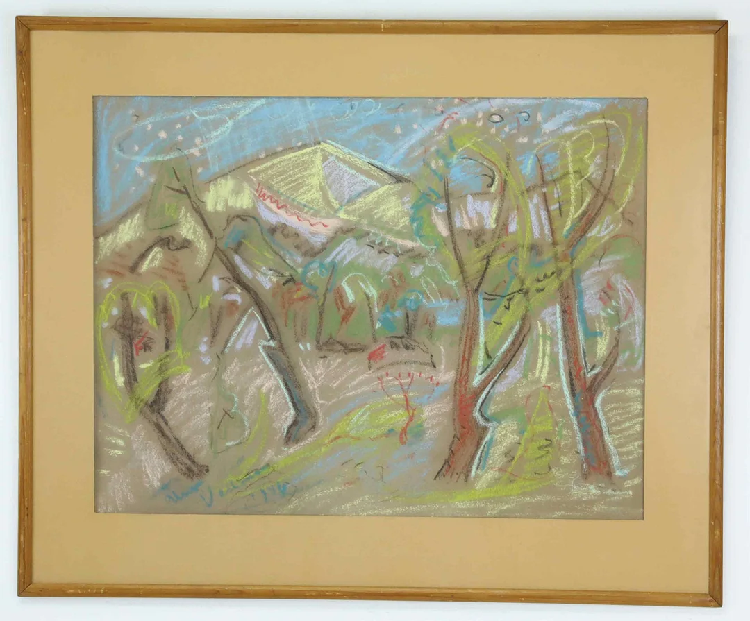 UNO WALLMAN (1913-2004). pastellkrita, landskap, signerad och daterad 1946. — Paintings — Hälsinglands Auktionsverk