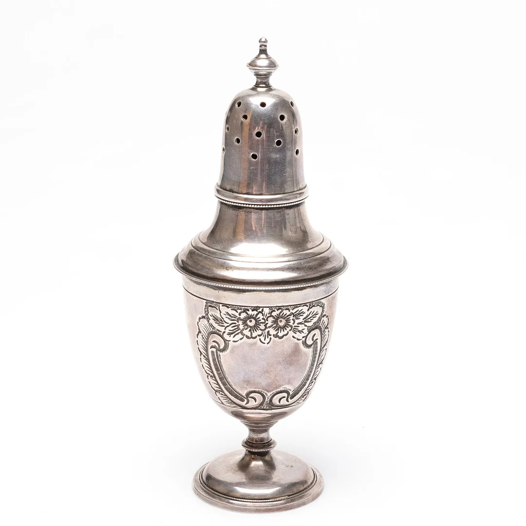 SOCKERRUSKA, vitmetall, troligen England, 1900-tal. — Silver plated — Gomér & Andersson Linköping