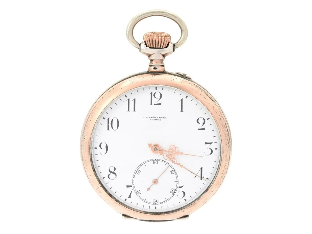 FICKUR, "J.A.Kjällberg Avesta", 49 mm, Boett nr. 5674661, silver (800), ankargång, löst glas, mönster, bucklor, ca 1920. — Klockor/Fickur — Kaplans