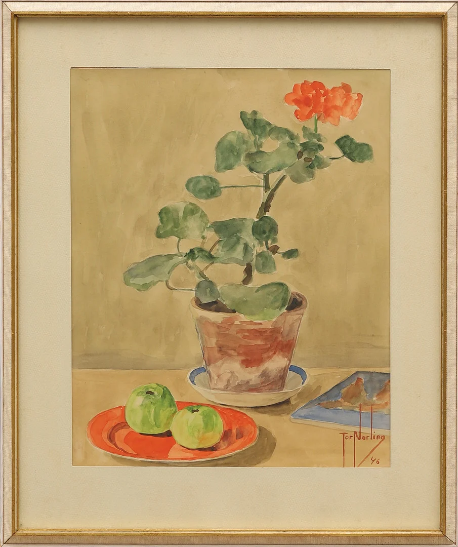 TOR NORLING. PELARGON, akvarell, signerad och daterad '46. — Paintings — Crafoord Auktioner Malmö