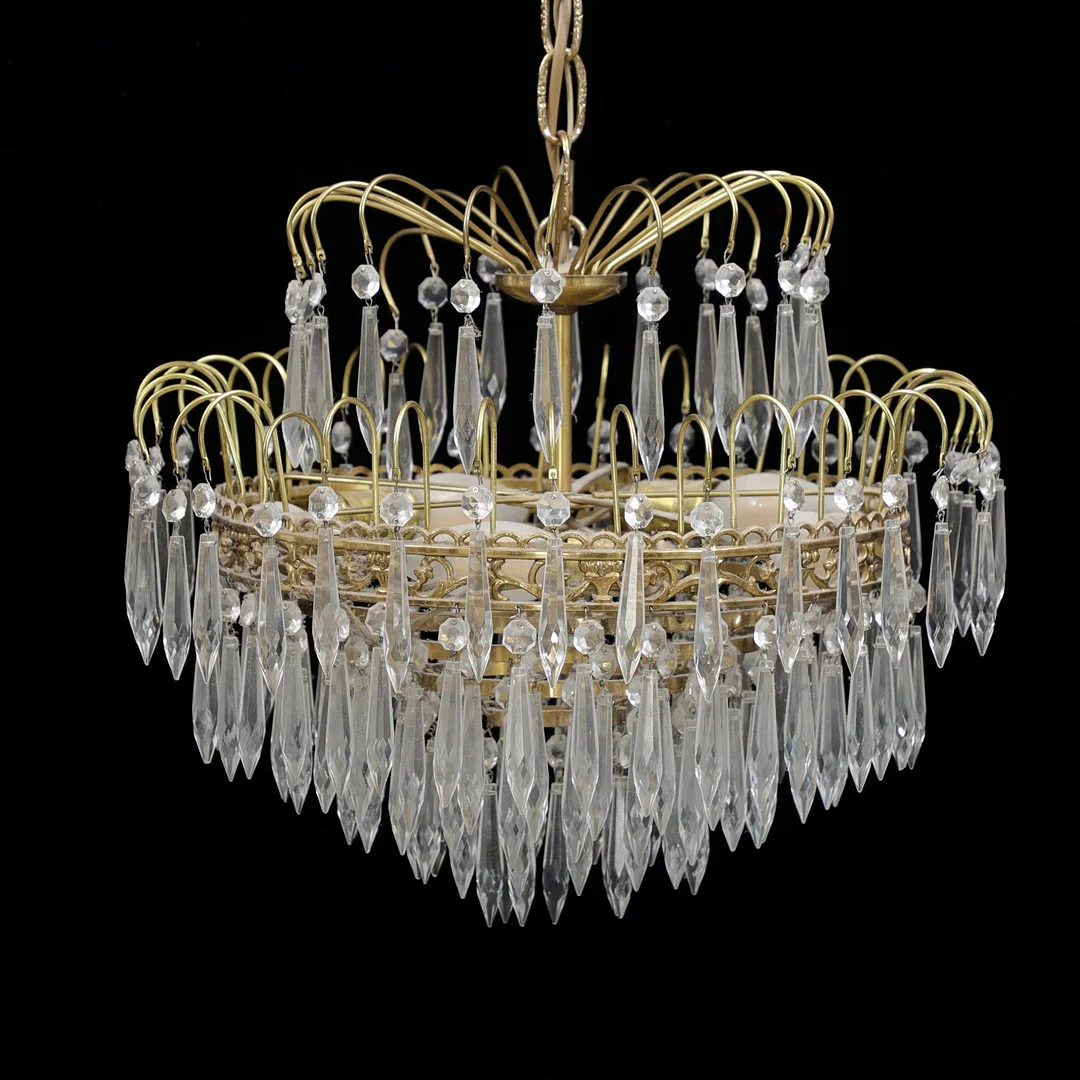 LJUSKRONA, mässing, 1900-talets andra hälft. — Ceiling lights — Växjö Auktionskammare