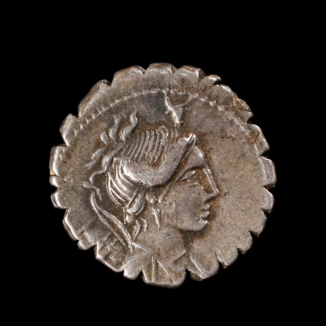 SILVERMYNT, romersk republik, A Postumius, denarius präglad i Rom 81 f Kr, frånsidan med Diana som offrar en tjur. — Coins & Banknotes — Stockholms Auktionsverk Sickla