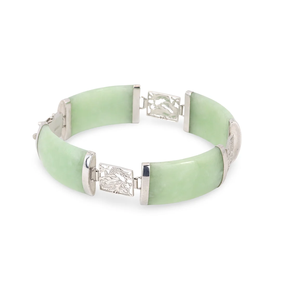 14CT GOLD JADE BRACELET. — Bracelets — Chalkwell Auctions