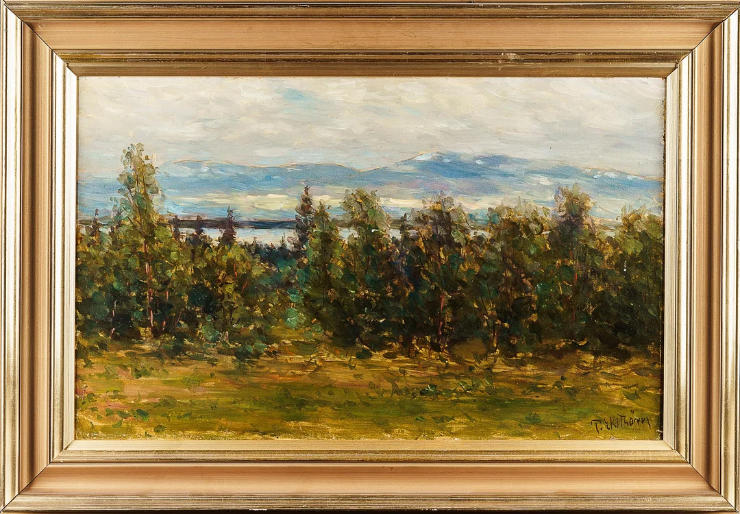 PER EKSTRÖM. Olja på duk, skogslandskapsmotiv, signerad. — Paintings — Norrlands Auktionsverk