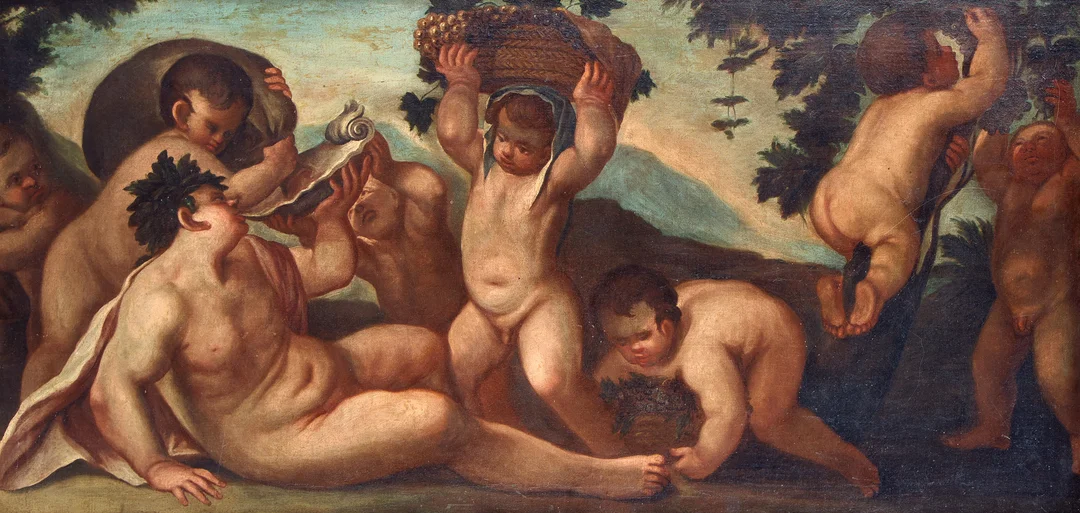 ITALIENSK SKOLA. Bacchusscen, olja på duk, 16/1700-tal. — Paintings — Uppsala Auktionskammare