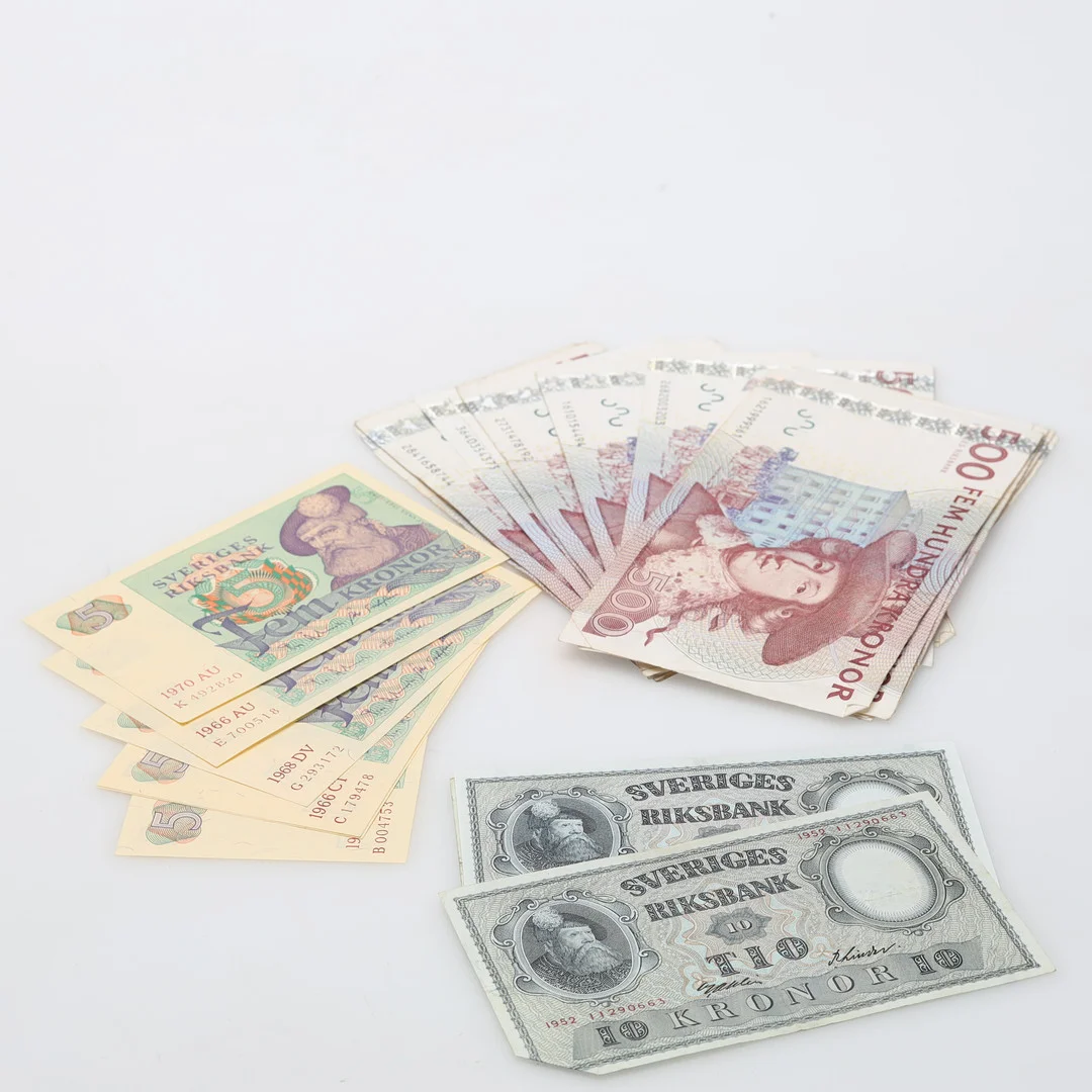 SEDLAR Sverige blandade valörer nominellt värde 8650:-. — Coins & Banknotes — Höörs Auktionshall
