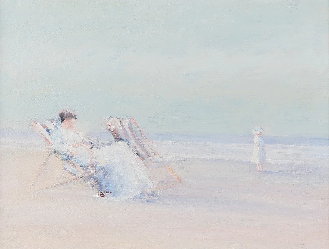 HENRIK BAGER. Oljemålning, Signerad 1984, strandmotiv. — Paintings — Metropol Auktioner