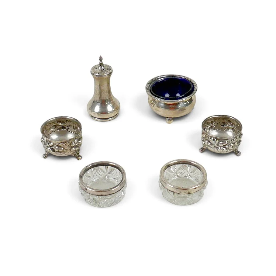 A COLLECTION OF VICTORIAN AND LATER SILVER CRUETS. — Silver — Batemans of Stamford