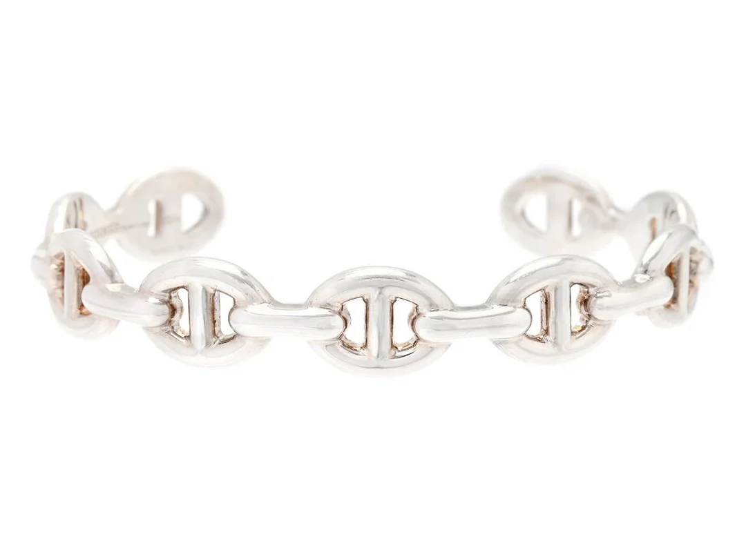 HERMÈS, ARMRING, Chaine d'Ancre Enchaine Bangle, sterlingsilver 925, bredd 1 cm, diameter 5,4 cm, ej originalask. Good Condition. — Smycken/Armband — Kaplans