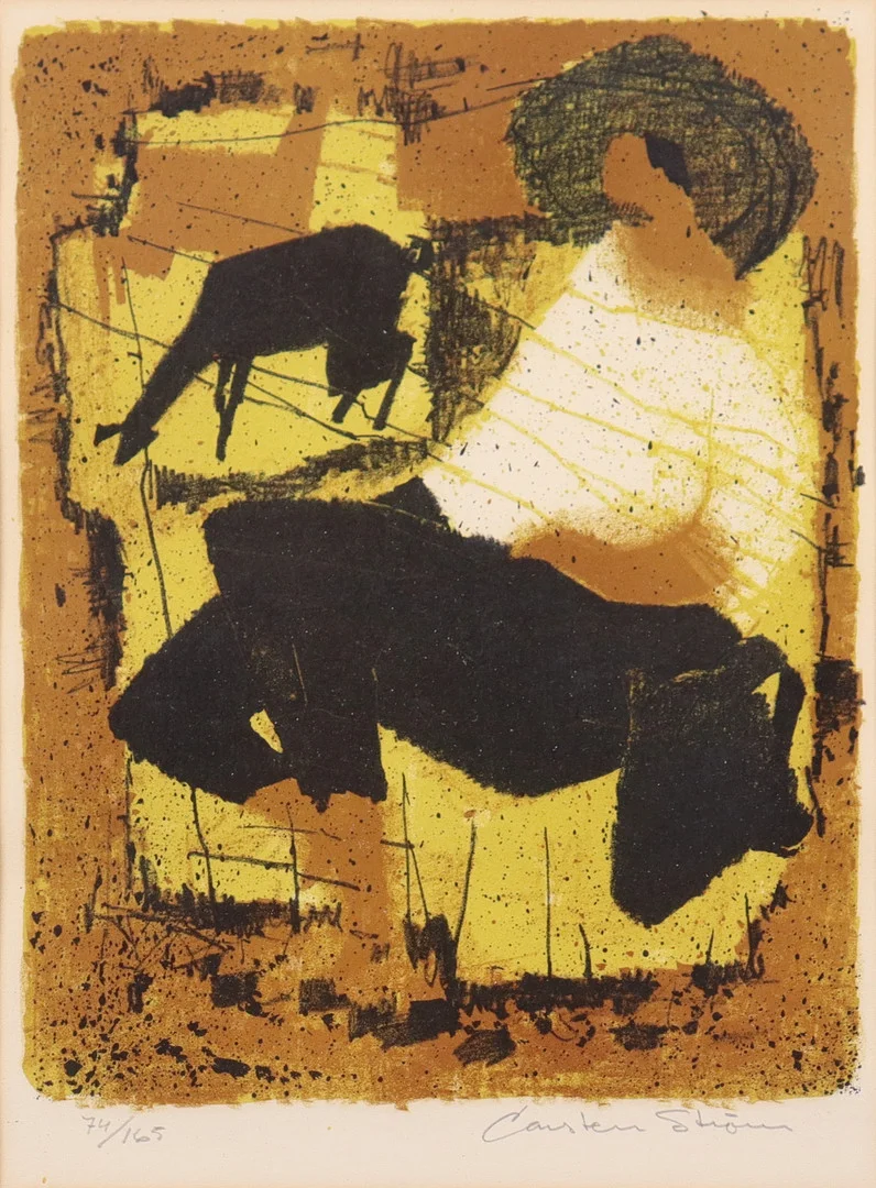CARSTEN STRÖM. träsnitt, fårherde. — Engravings & Prints — Markus Auktioner