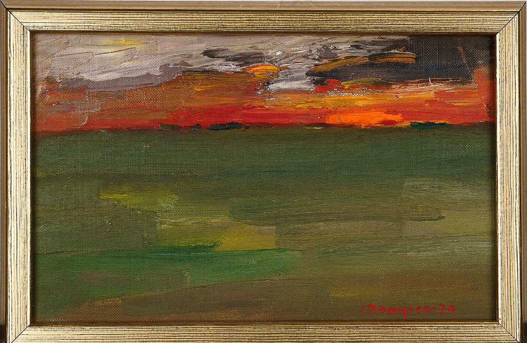 JOHN THORGREN. Olja på duk, "Sommarkväll III", Signerad och daterad 1974. — Paintings — Norrlands Auktionsverk