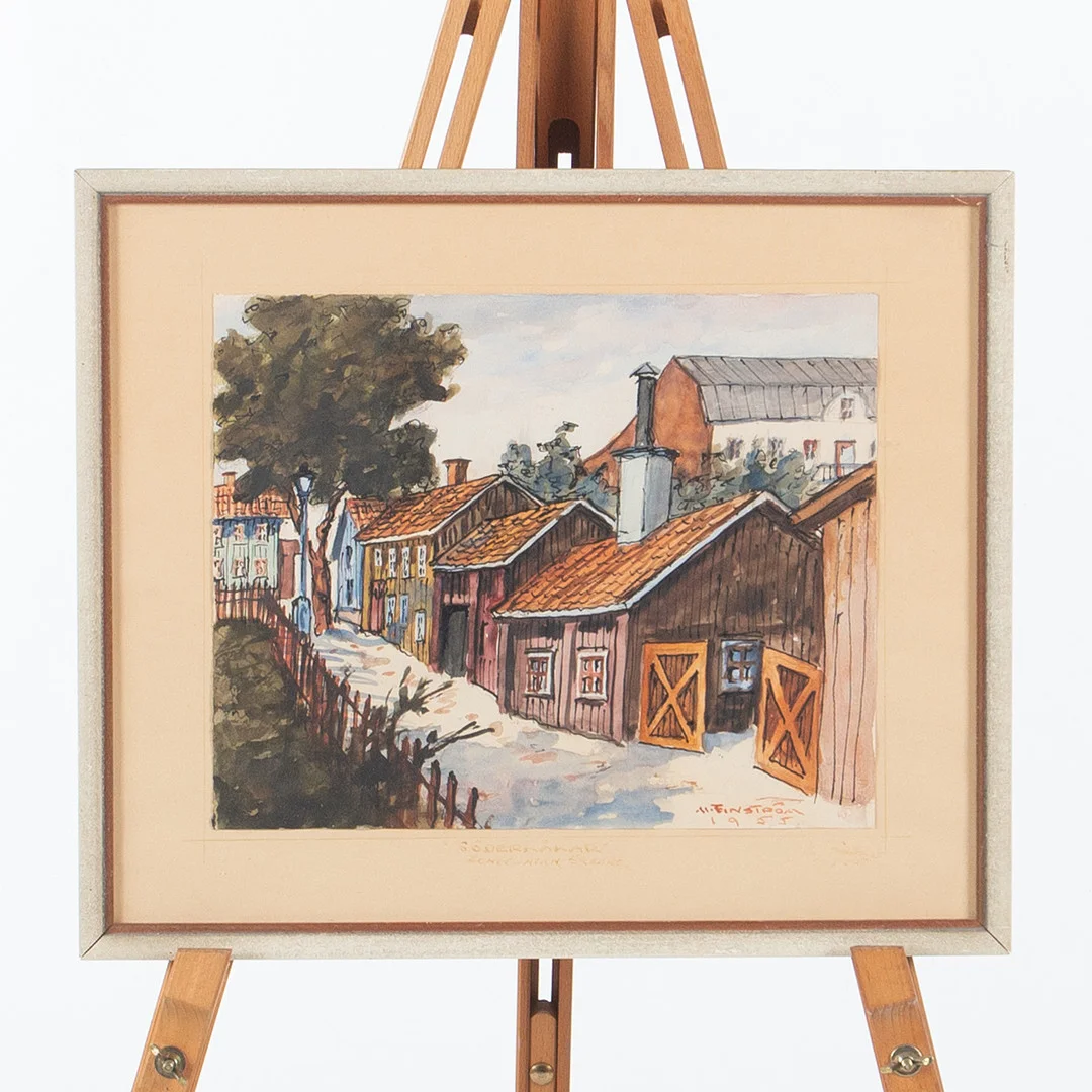 OIDENTIFIERAD KONSTNÄR. Blandteknik "Söderkåkar". — Paintings — Laholms Auktionskammare