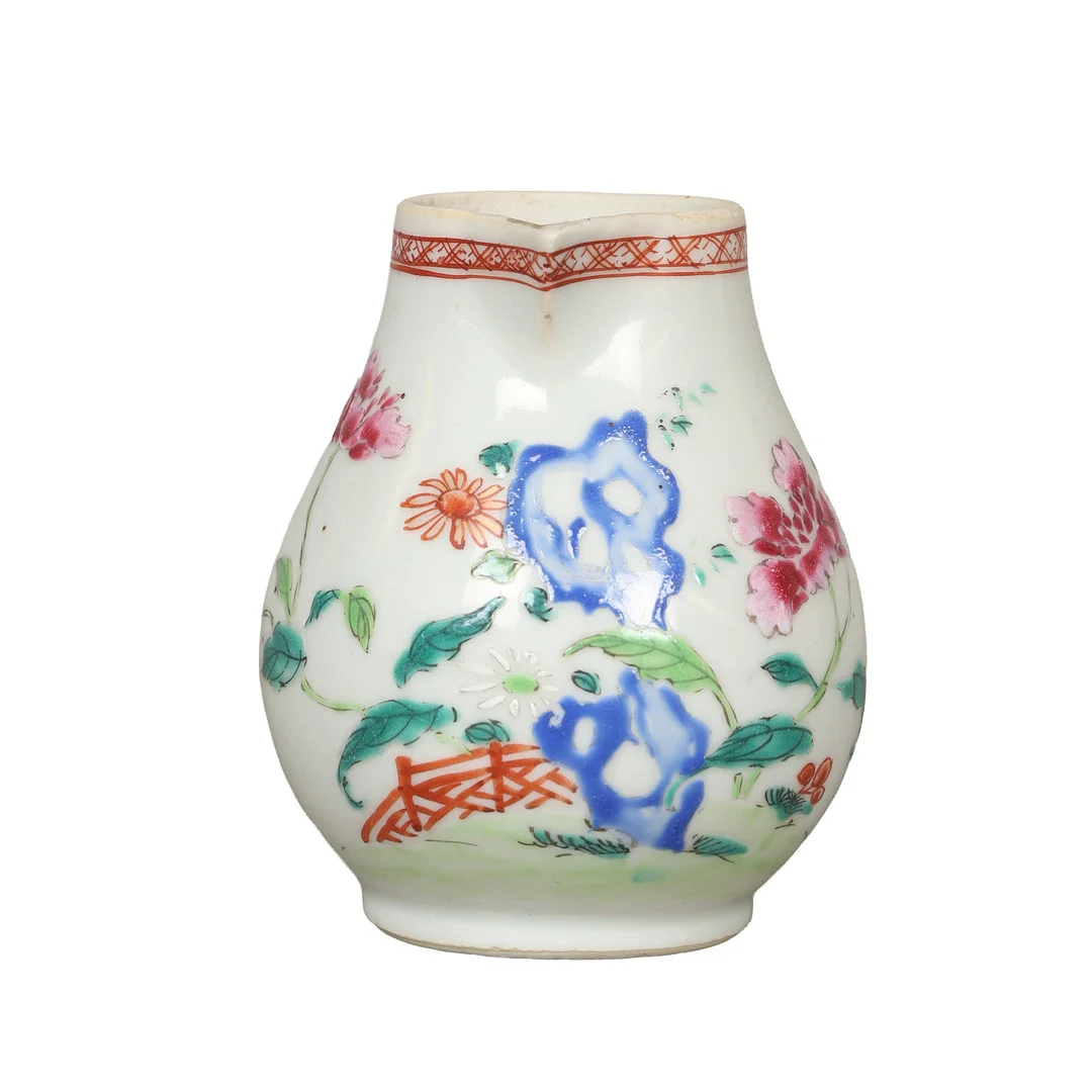 A CHINESE FAMILLE ROSE PORCELAIN JUG, 18TH CENTURY. — Ceramics & Porcelain — Bishop & Miller