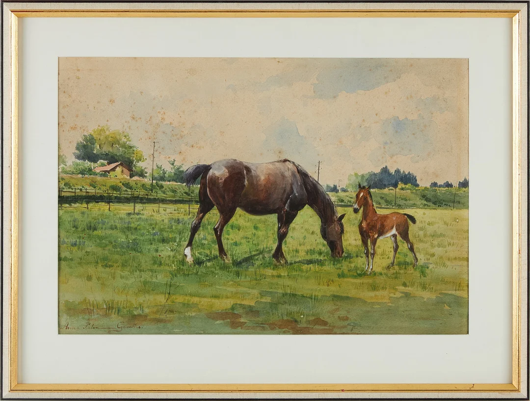 ANNA PALM DE ROSA. Betande hästar. — Paintings — Stockholms Auktionsverk Magasin 5