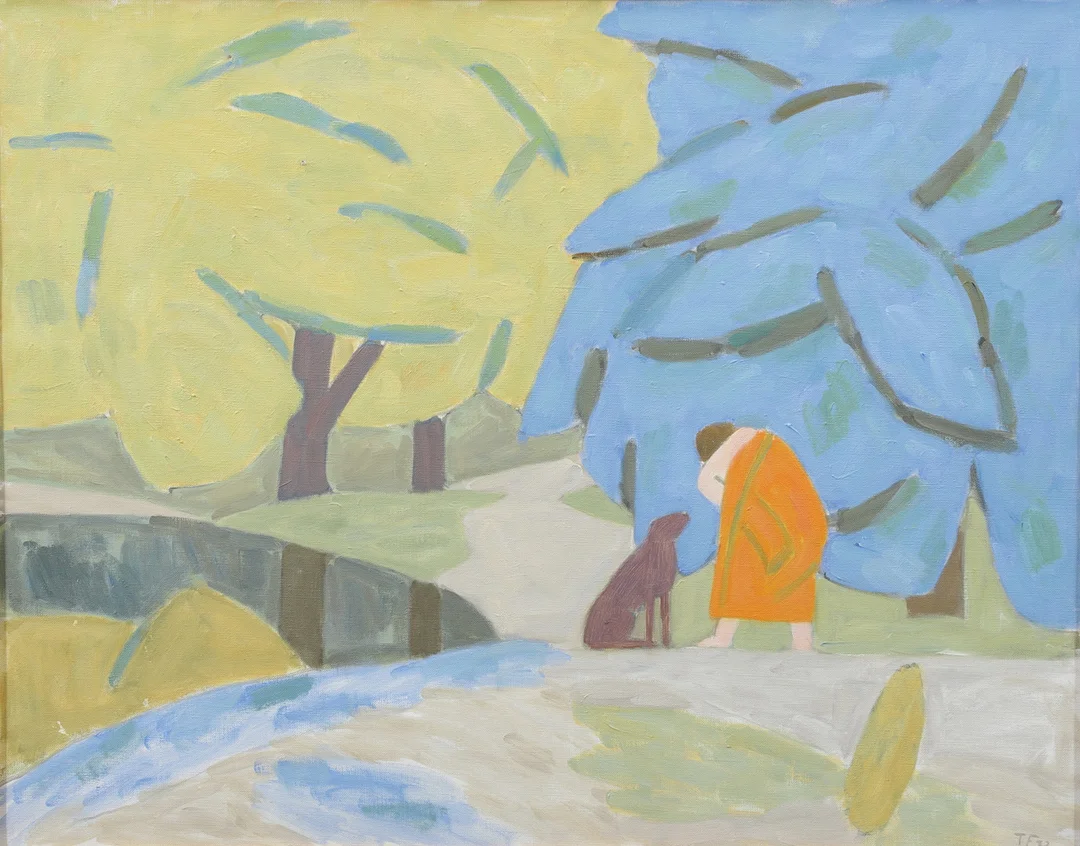 TURE FABIANSSON. "Badstället". Olja på duk, signerad och daterad 73. — Paintings — Växjö Auktionskammare