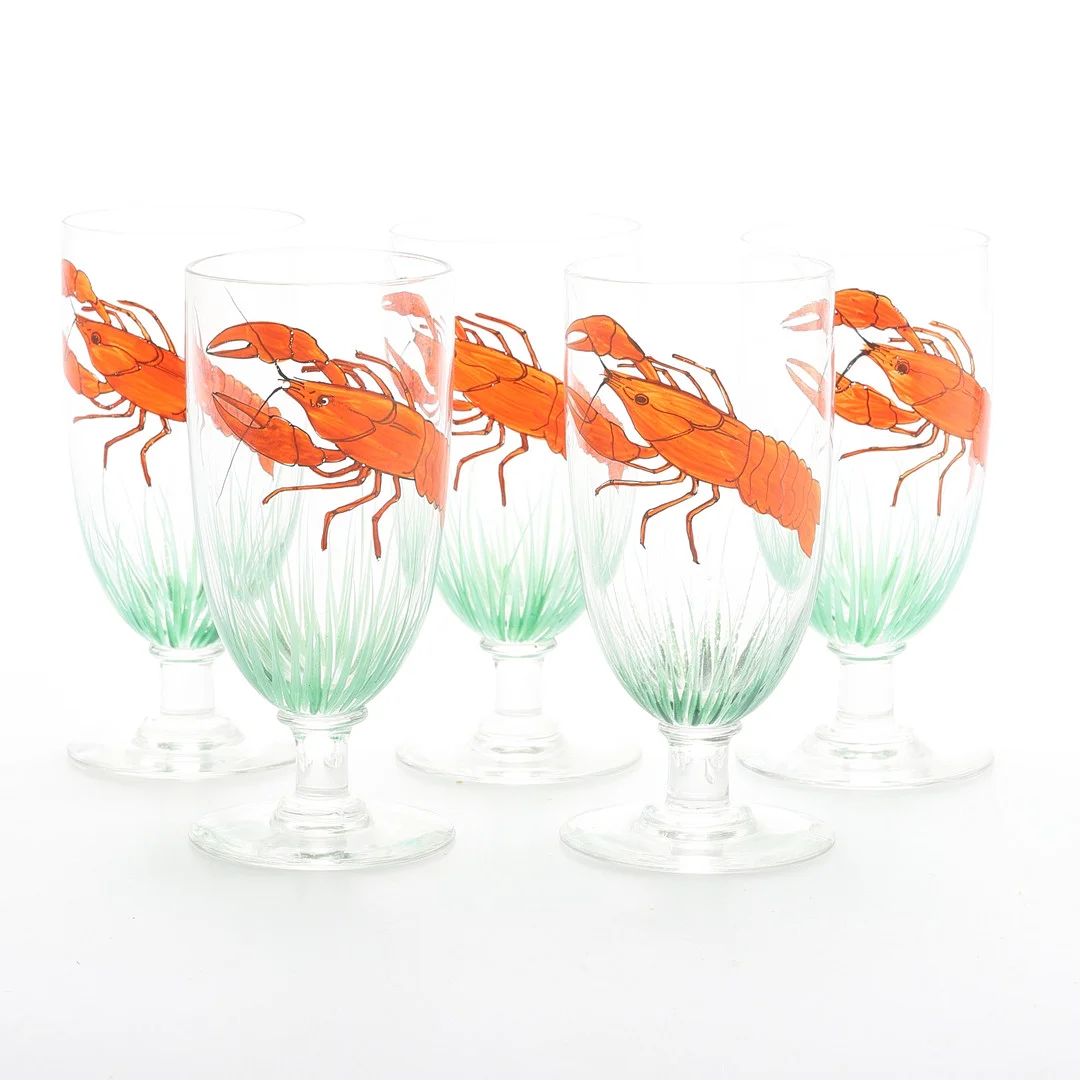 GLAS på fot, 5 stycken. — Utility glass — RA Auktionsverket Norrköping