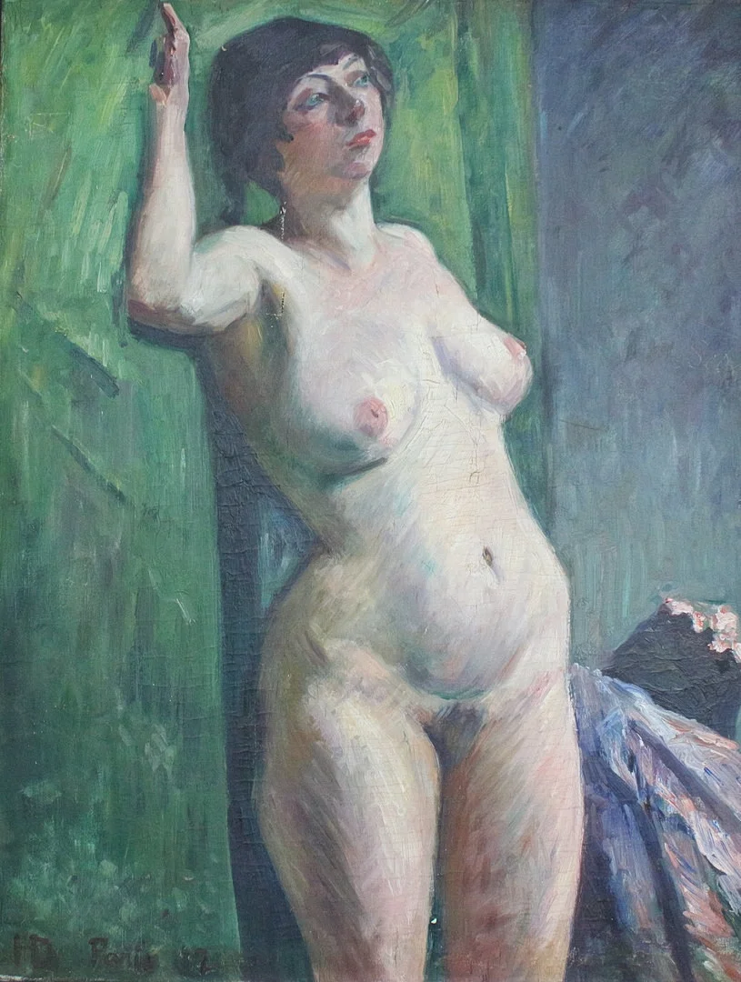 HERMANN DICK (1875-1955). Öl auf Leinwand, '' Weiblicher stehender Akt '', signiert. — Paintings — Stockholms Auktionsverk Düsseldorf/Neuss