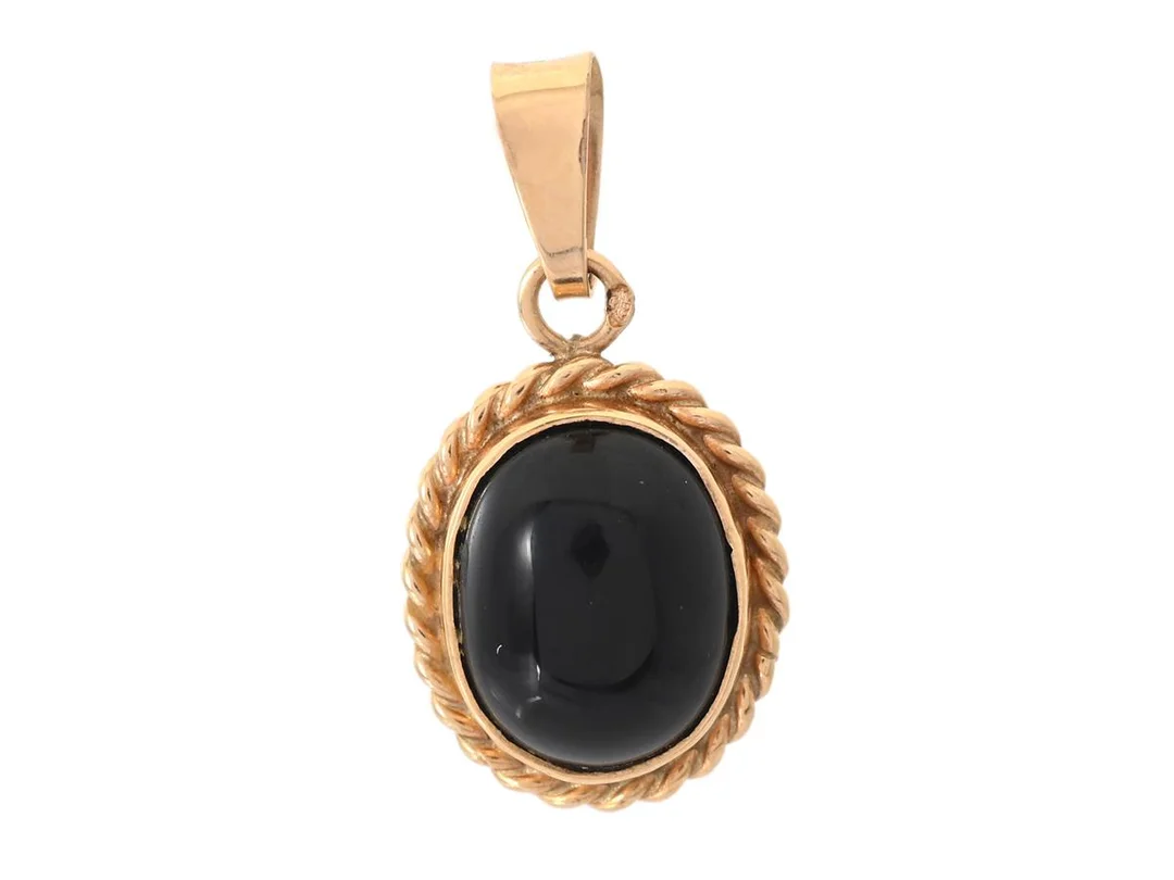 HÄNGE, 18K guld, onyx, höjd inkl. ögla 2 cm, vikt ca 1,5 g. — Smycken/Hänge — Kaplans