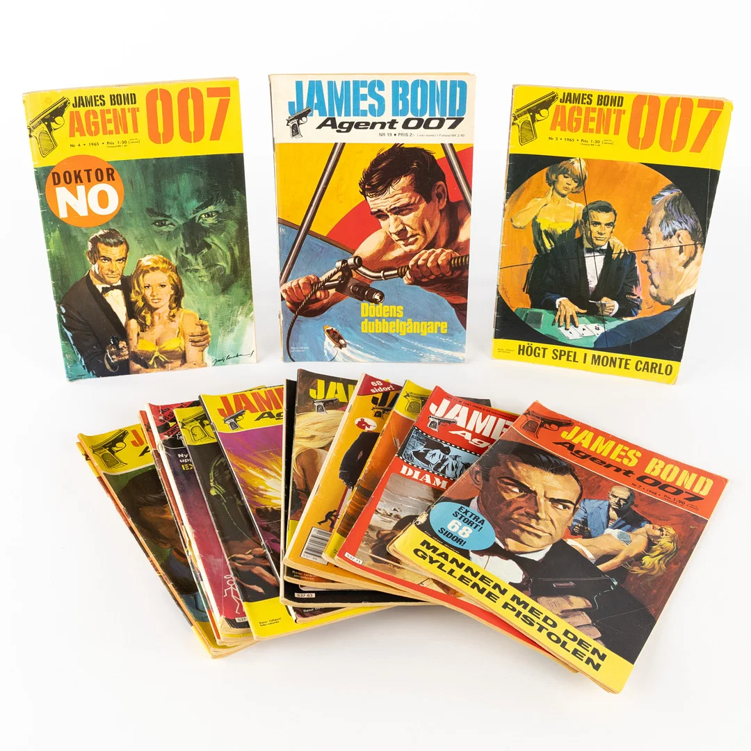 SERIETIDNINGAR, 19 st, James Bond Agent 007, 1965-. — Books — Karljohan Auktioner