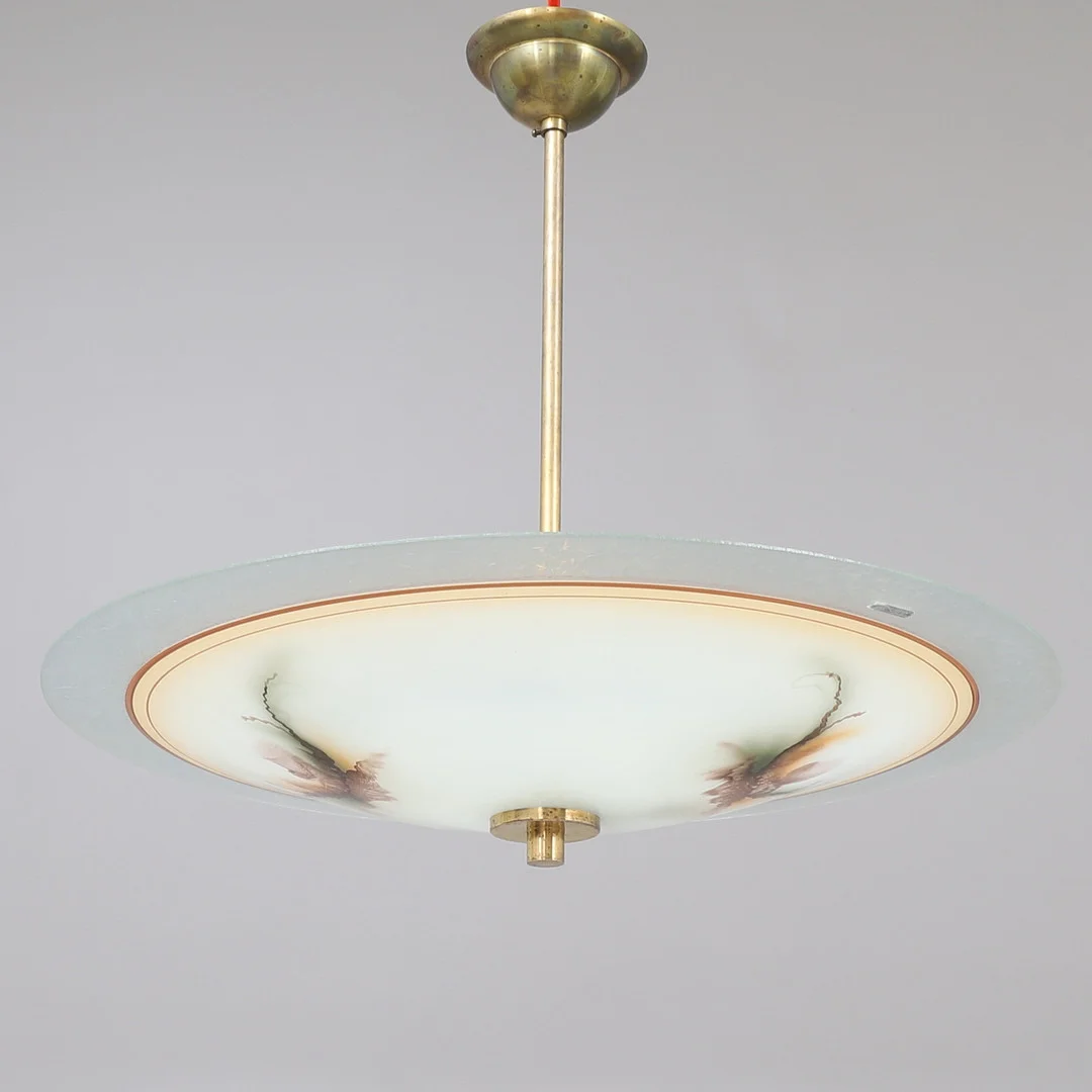 TAKLAMPA, glas, metall, Fåglavik, 1930/40 tal. — Ceiling lights — RA Auktionsverket Norrköping