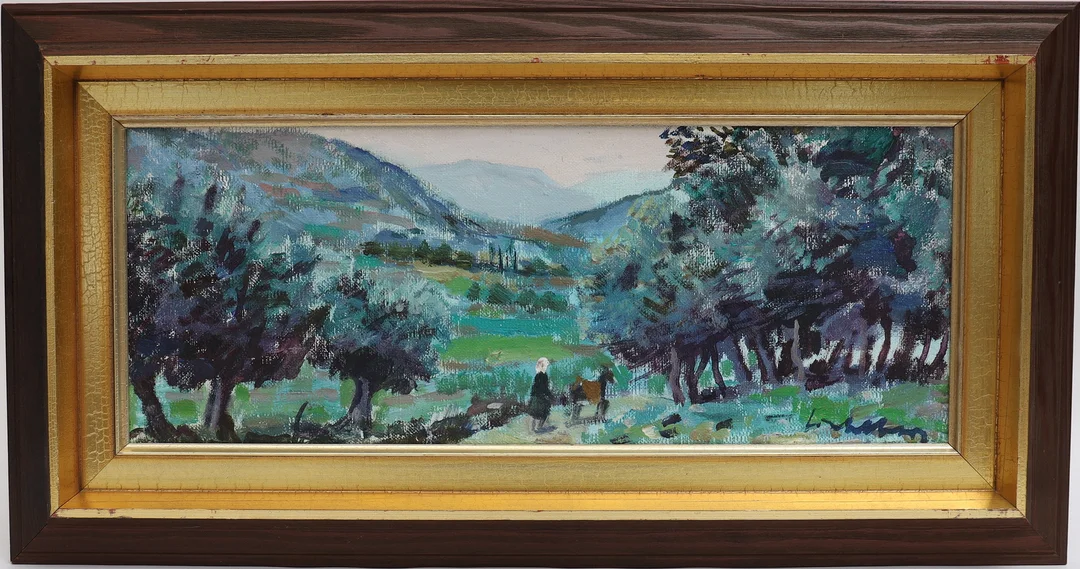 BERTIL WAHLBERG. Landskap med figur, oljemålning på duk, signerad. — Paintings — Falun Auktionsbyrå