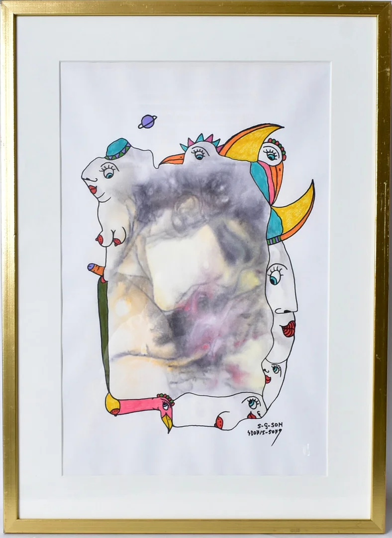 SVEN GÖRAN SVENSSON. S-G-SON. blandteknik, erotisk komposition. — Drawings — Halmstads Auktionskammare