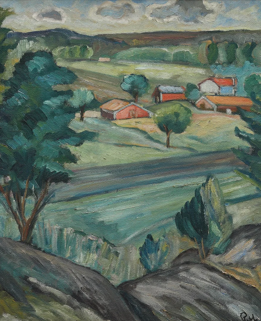 KAJ PIHL. olja på pannå, landskap, signerad Pihl. — Paintings — Auktionsmagasinet Vänersborg