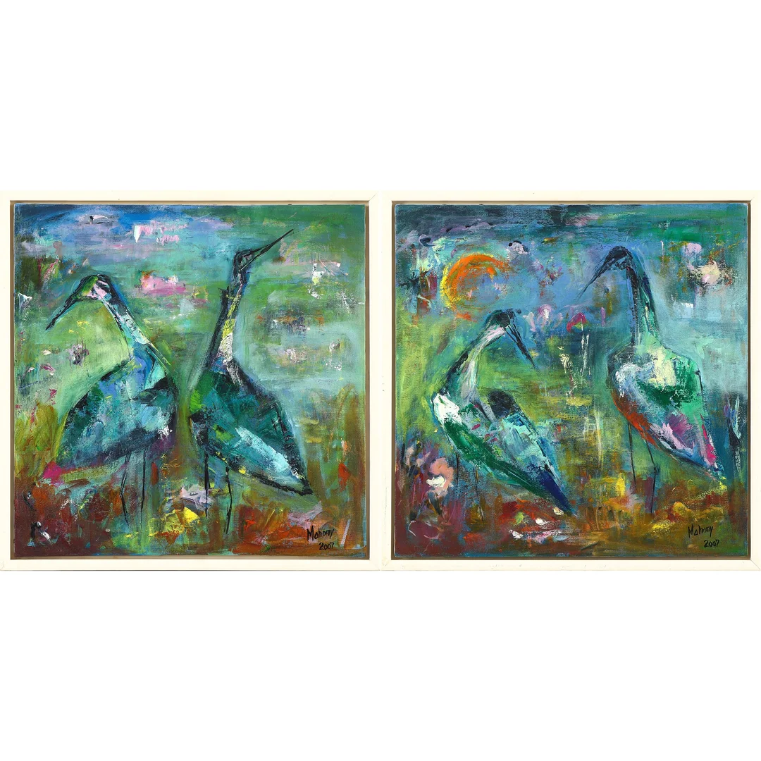 Eva Mahony. Compositions with cranes. (2) — Paintings and sculptures/Modern pictorial arts — Lauritz
