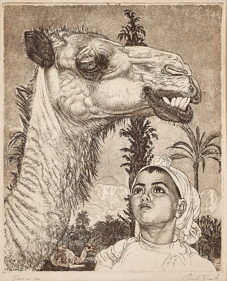 EDUARD WIIRALT. "Berberi tüdruk kaameliga" (Berber girl with camel). — Engravings & Prints — Stockholms Auktionsverk Magasin 5