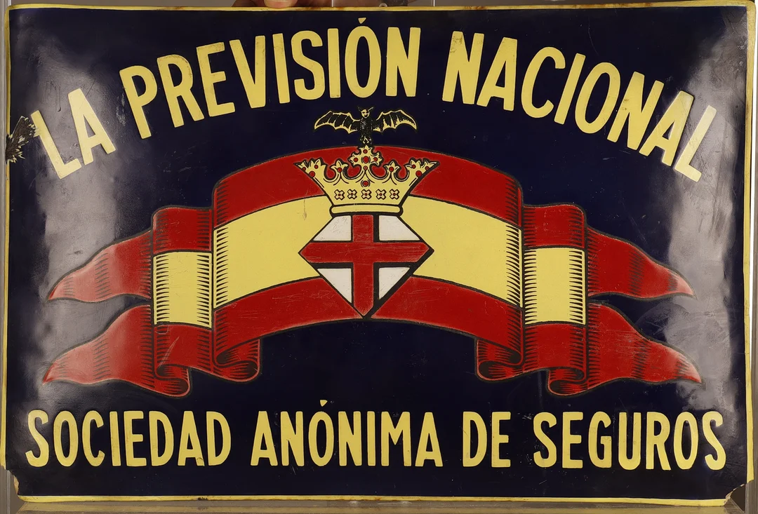 La Previsión Nacional, placa publicitaria en metal esmaltado. — Other collectables — Barcelona Auctions
