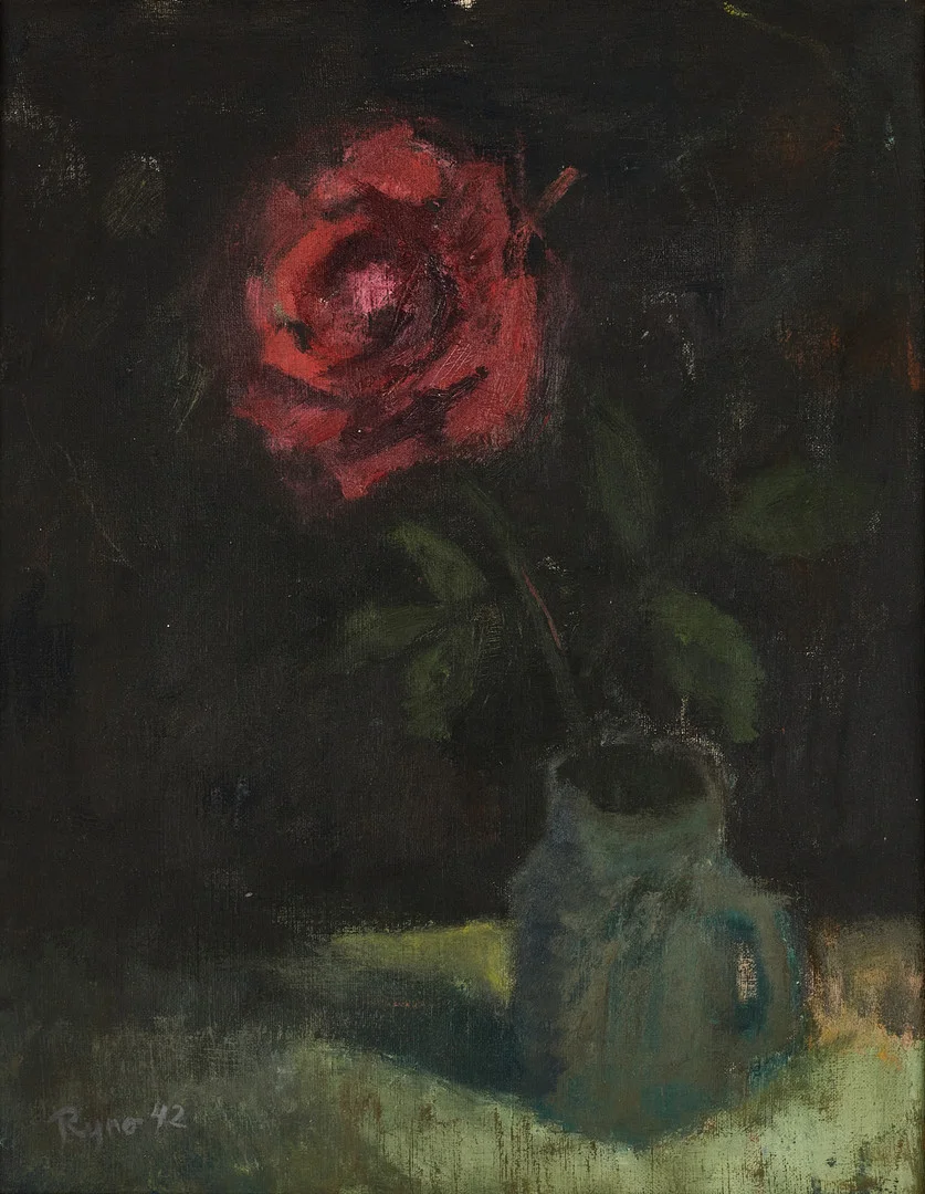 RYNO FRIBERG (1920-2018). Ros i krus, signerad och daterad 42, olja på duk. — Paintings — Crafoord Auktioner Stockholm