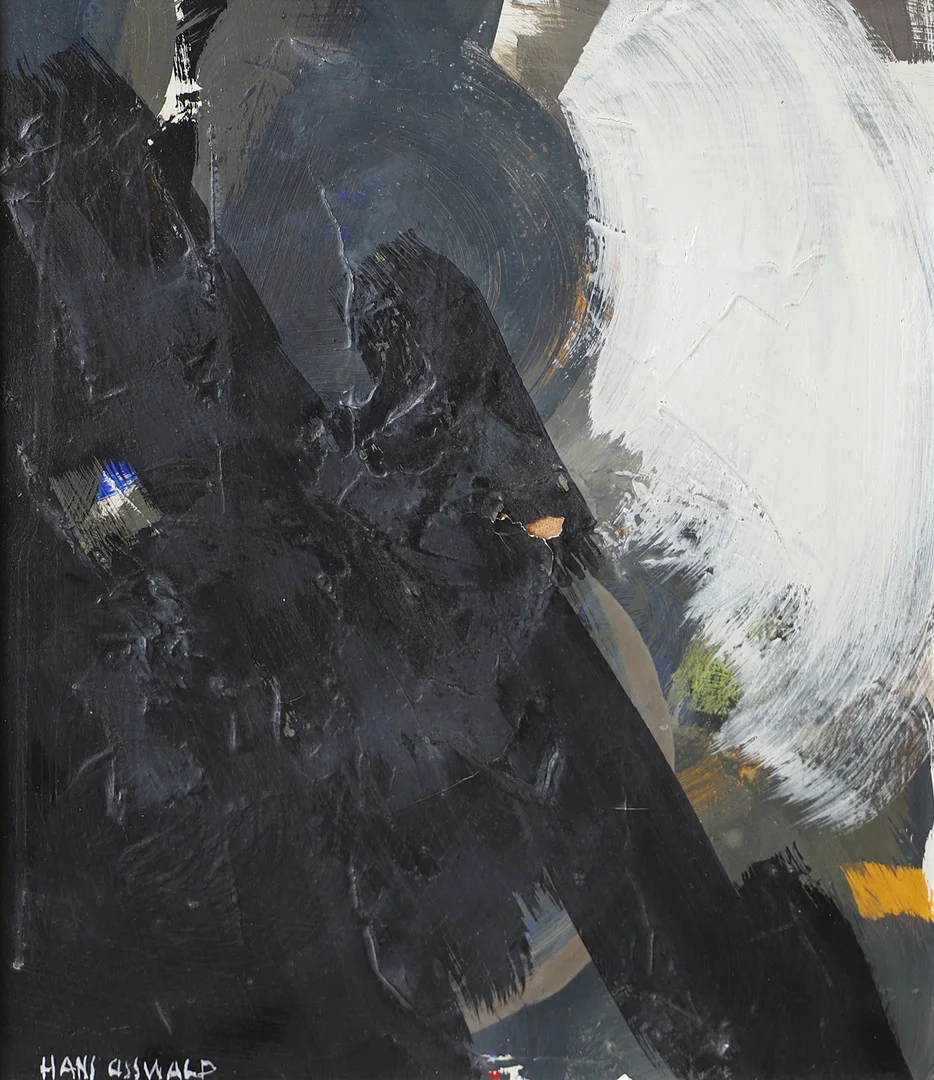 HANS OSSWALD. Komposition, olja på pannå, signerad. — Paintings — Helsingborgs Auktionskammare