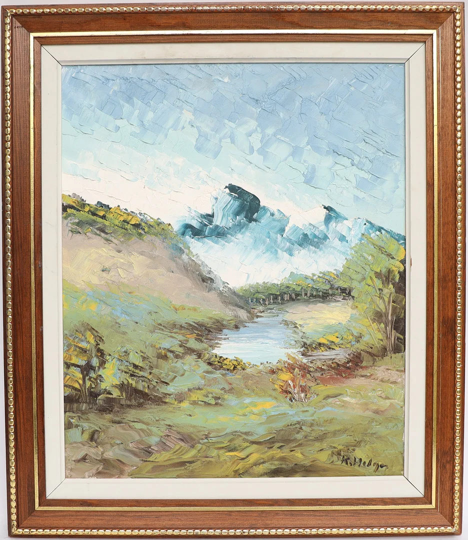 KARL HELGO. Landskap med berg, oljemålning på duk, signerad. — Paintings — Falun Auktionsbyrå