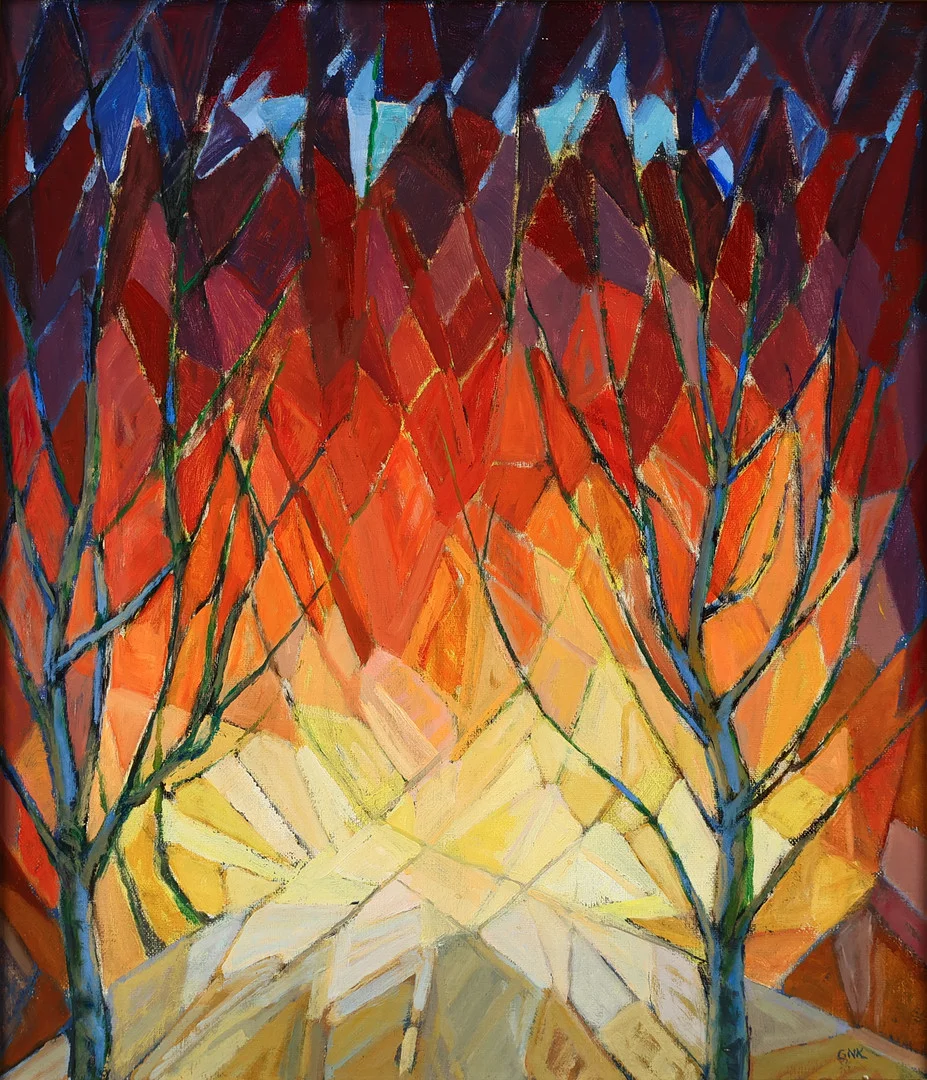GEORG N. KRISTENSEN (1901-1992). Komposition med træer, olie på lærred, signeret. — Paintings — Palsgaard Kunstauktioner