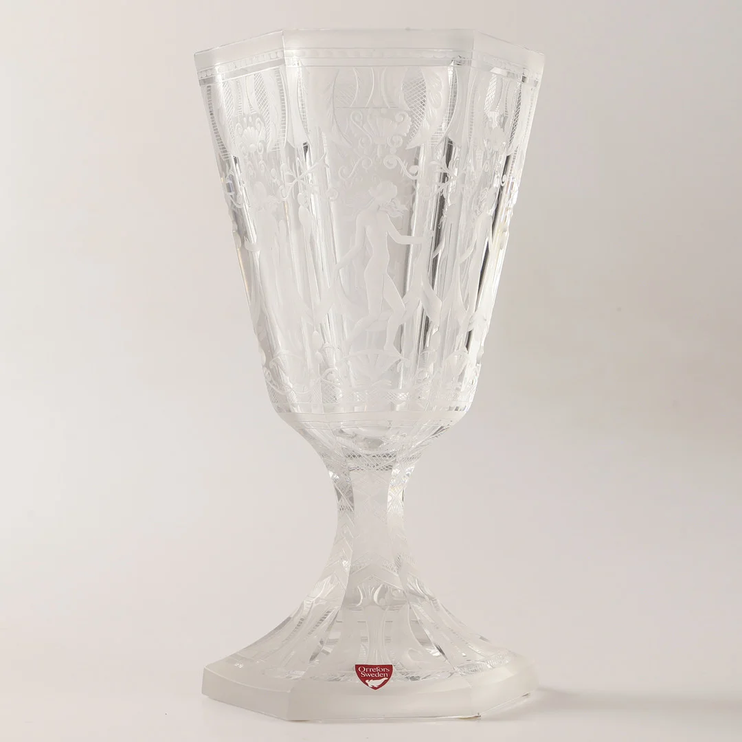 SIMON GATE. Pokal, "Sex Gracer", glas, Orrefors, signerad. — Art glass — Helsingborgs Auktionskammare