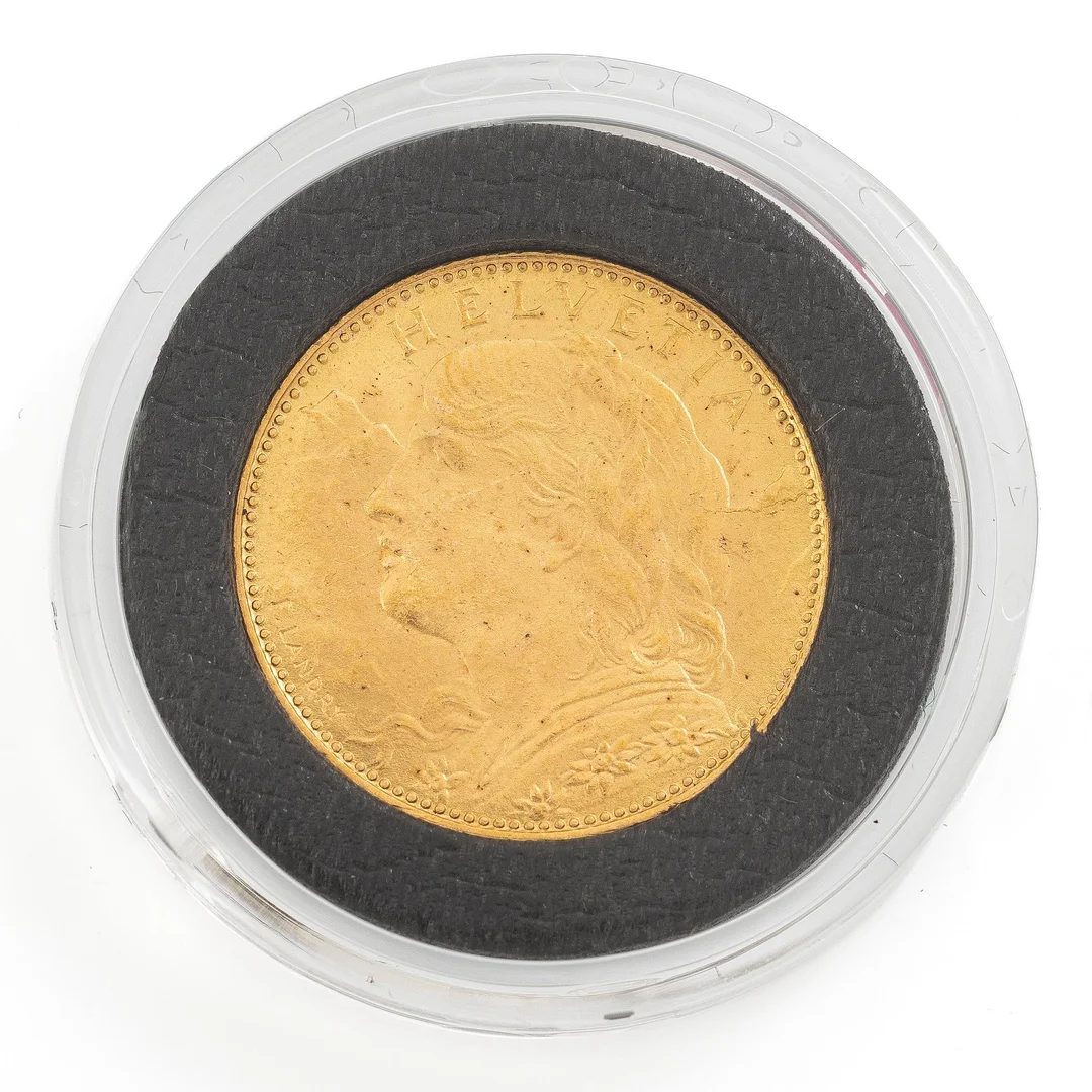 Guldmynt, Schweiz, 10 franc, 1922, — Militaria/Mynt — Bukowskis