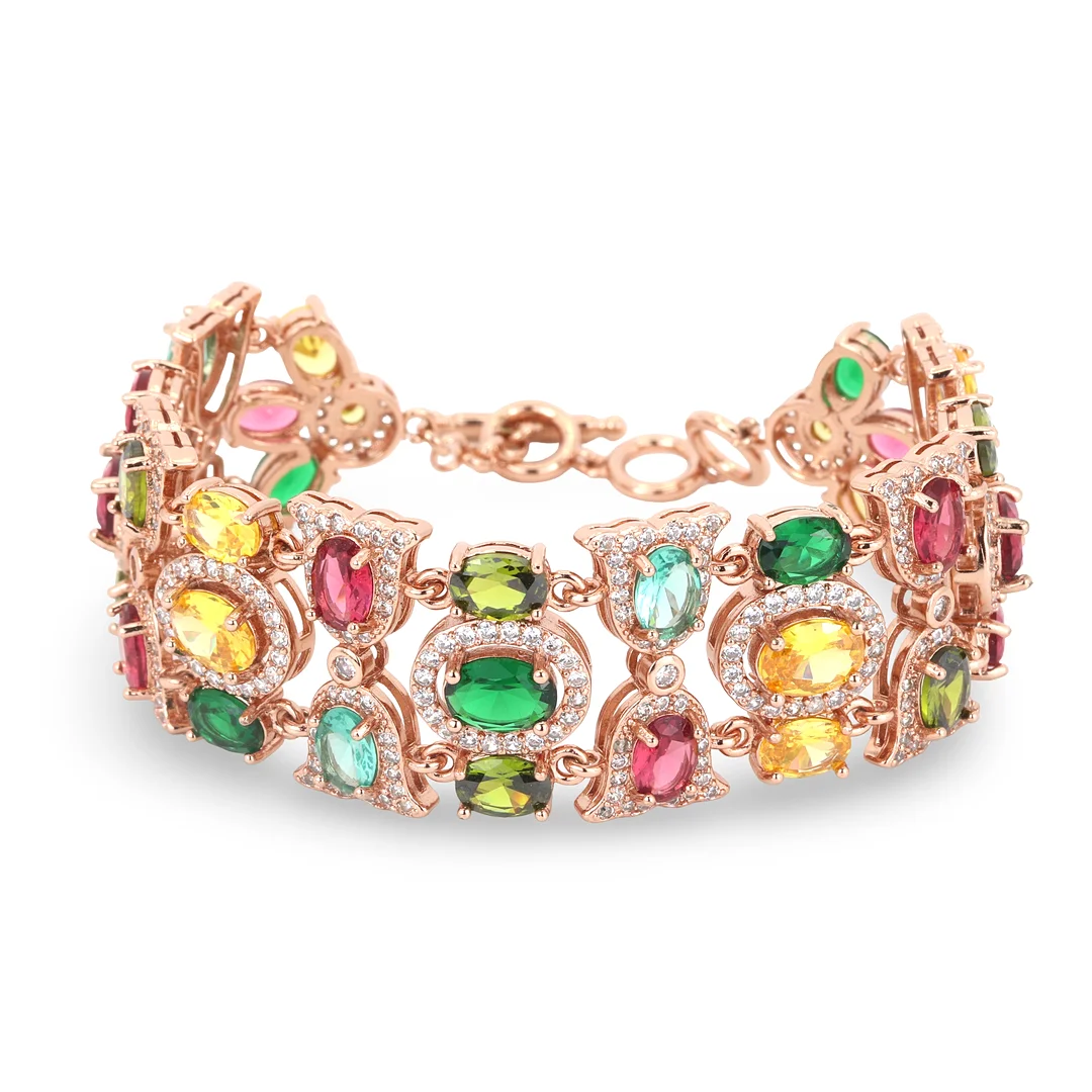 ROSE GILT GEMSTONE SET BRACELET. — Bracelets — Chalkwell Auctions