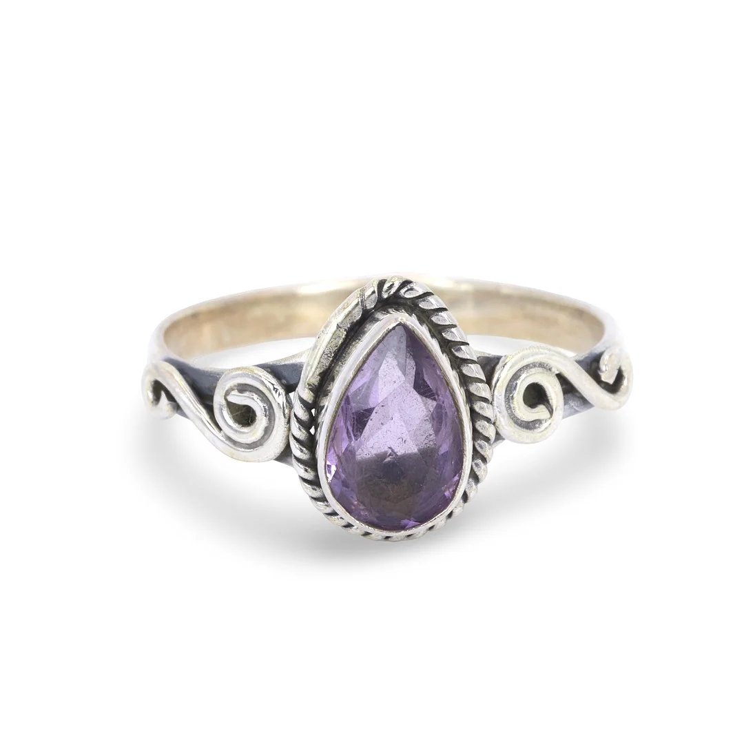 PEAR AMETHYST SILVER RING. — Rings — Chalkwell Auctions