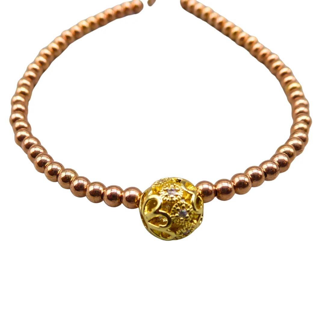 ARMBAND MIT ANHÄNGER UND FEDERRINGSCHLIESSE. — Bracelets — Auktionshaus Stuber's Hammerschlag