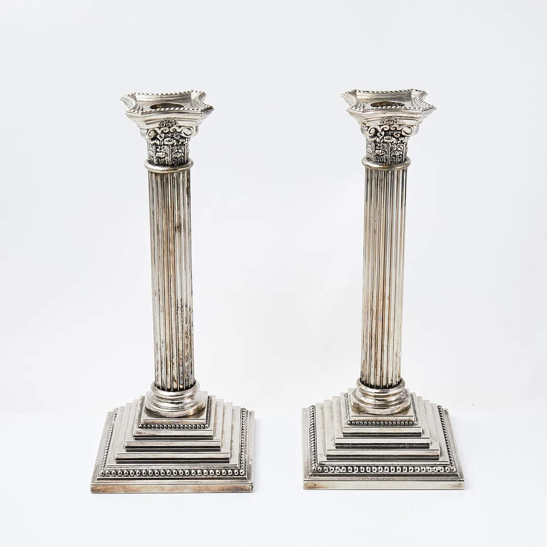 LJUSSTAKAR. 1 par, nysilver, Godinger Silver, 1992. — Candlesticks — Stockholms Auktionsverk Sickla