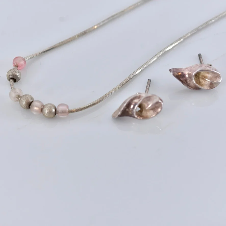 HALSCOLLIER MED ÖRHÄNGEN, sterlingsilver. — Necklace — Halmstads Auktionskammare