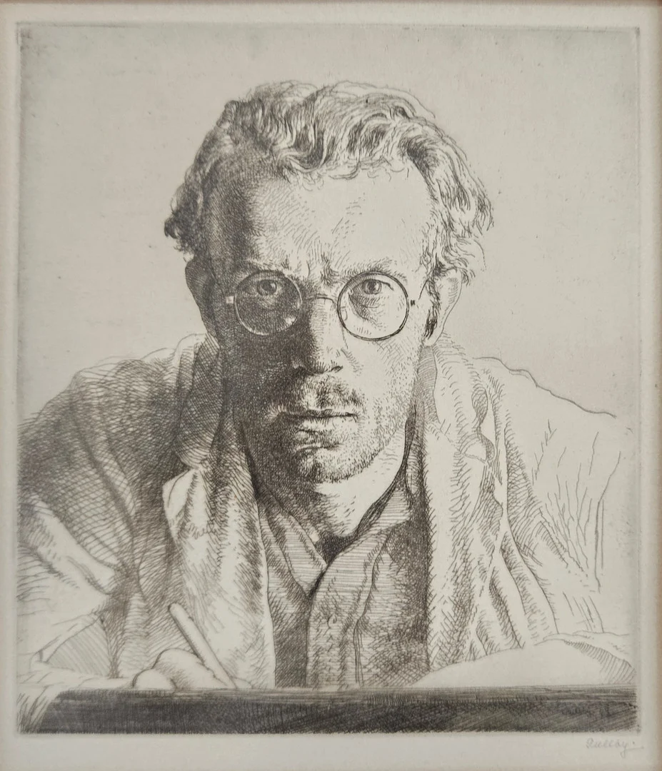 FOLKE GULLBY. "Etsaren". Etsning, 1942, signerad Gullby. — Engravings & Prints — Auktionshuset Thörner & Ek