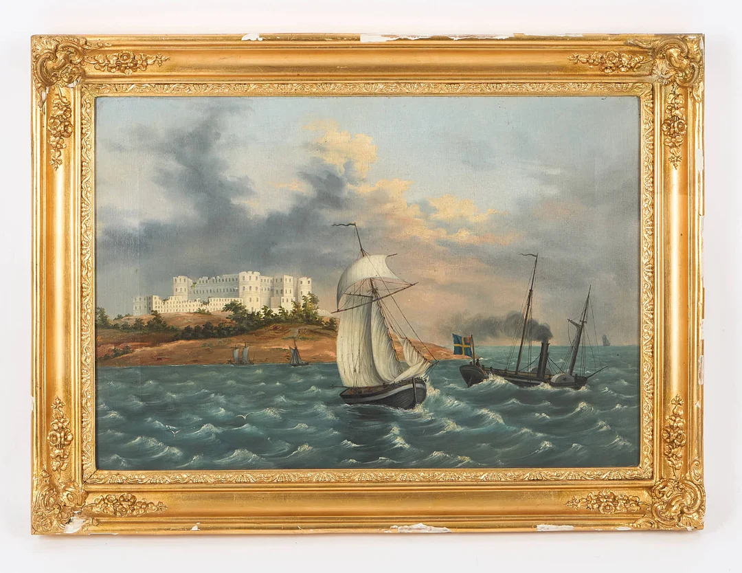 OKÄND KONSTNÄR, Borgholms slottsruin på Öland, olja på duk. — Paintings — Stockholms Auktionsverk Helsinki